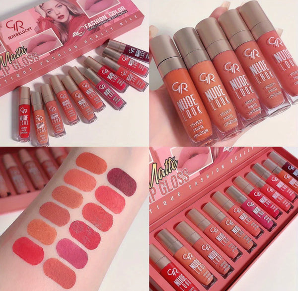 Gold Rose matte lipgloss set pack of 12